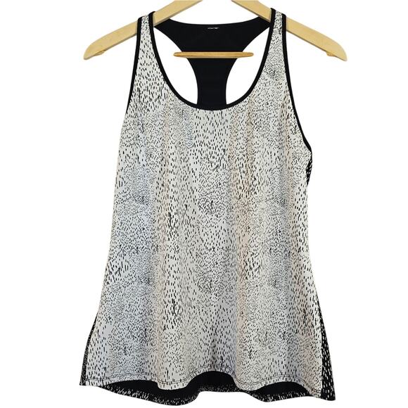 M Fabletics Eiffel Black White Speckle Print Workout Active Tank Top Racerback - Picture 1 of 8